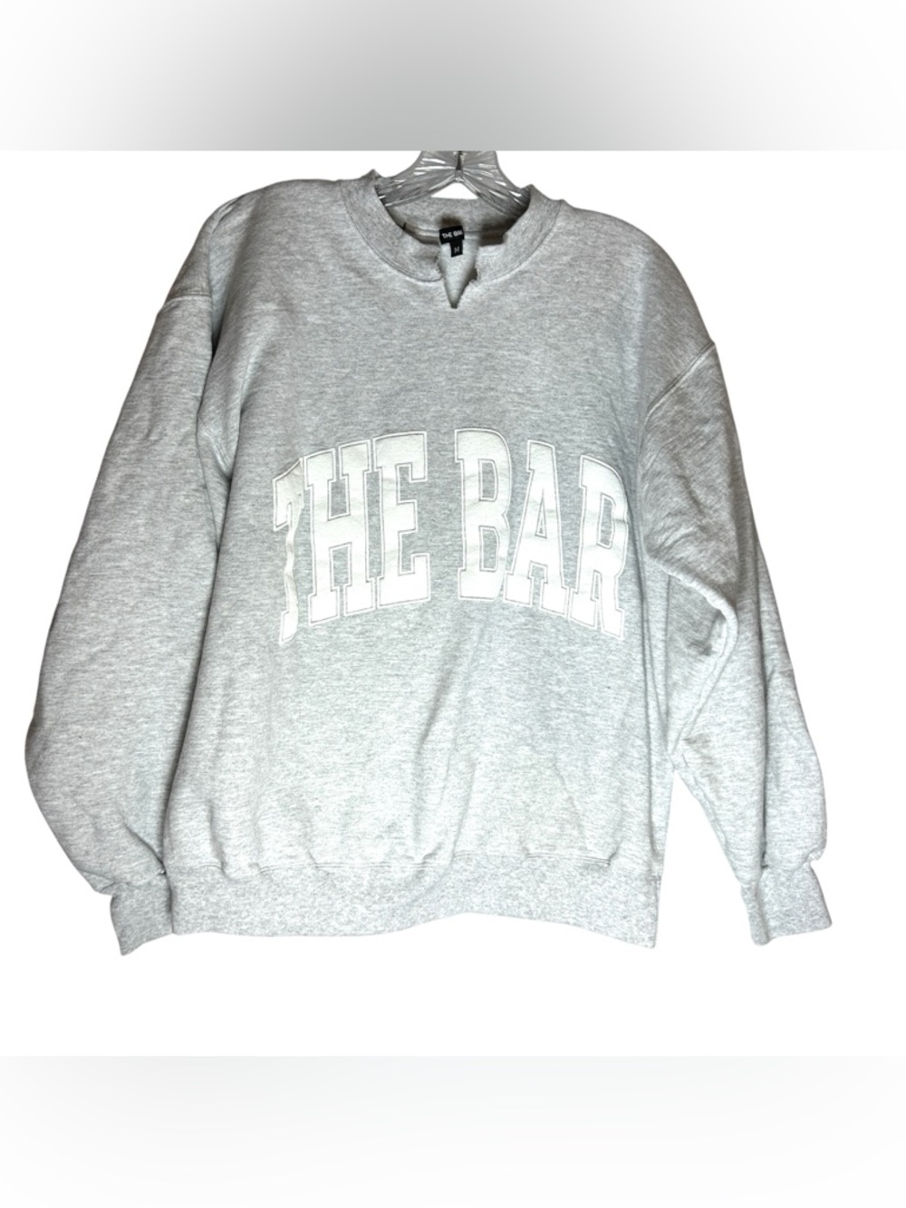 The Bar Gray Oversized Collegiate Sweatshirt Preppy Minimalist Cozy Medium Women